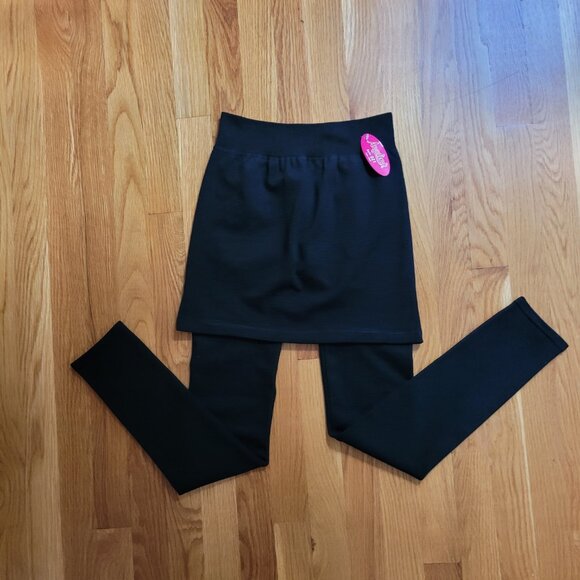 Angelina Black High Waisted Legging with Mini Skirt Size S/M - Picture 1 of 3